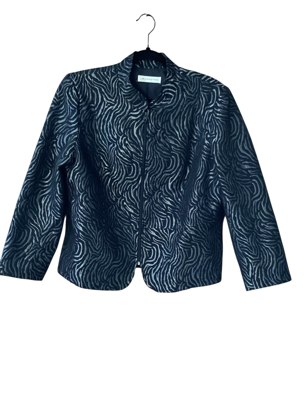 Laura Petites Metallic Zebra-Print Jacket in Black & Silver